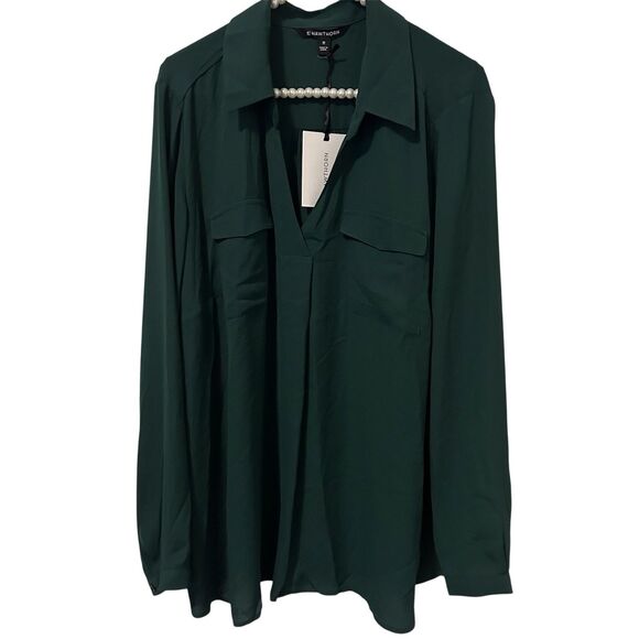 41 Hawthorn Top Womens Plus 3X Green Long Sleeve Popover Office Career Mature NW - Picture 1 of 10
